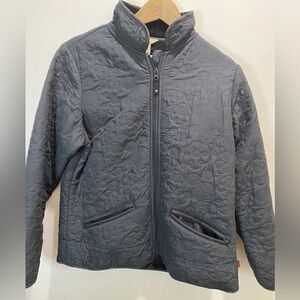 Woolrich Zip-Front Quilted Jacket with Interior Fleece Size Black Pockets Medium